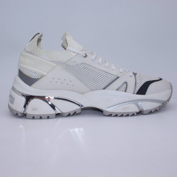 Michael Kors Men\'s Lucas Athletic Sneakers Size 11.5 White/Metallic Silver main image 11